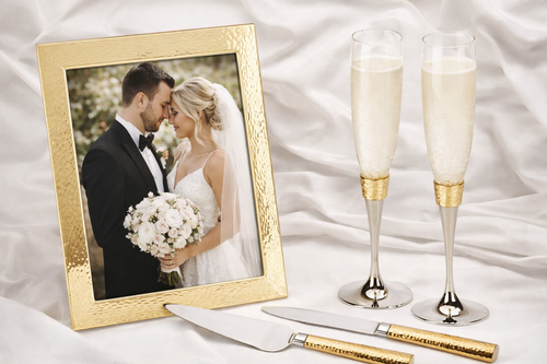 Wedding Day Hammered Gold 3pc Gift Set