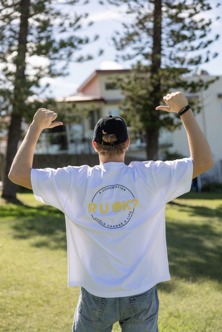 White R U OK? T-shirt