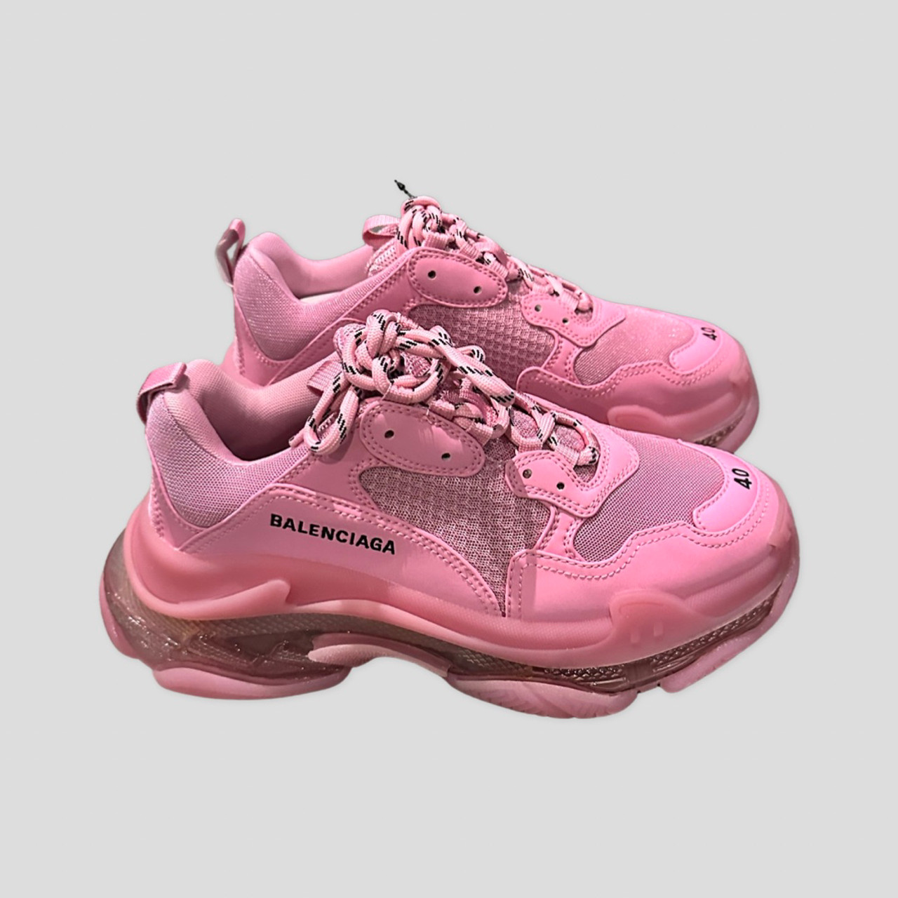 Balenciaga Women's Triple S Clear Sole Sneaker - Pink - Size 5