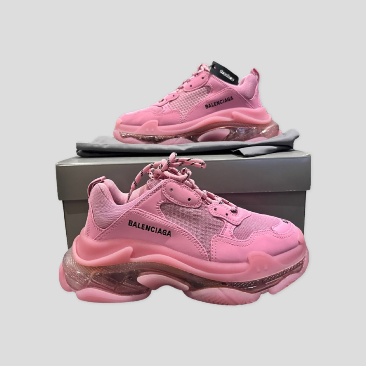 Balenciaga Women's Triple S Clear Sole Sneaker - Pink - Size 5