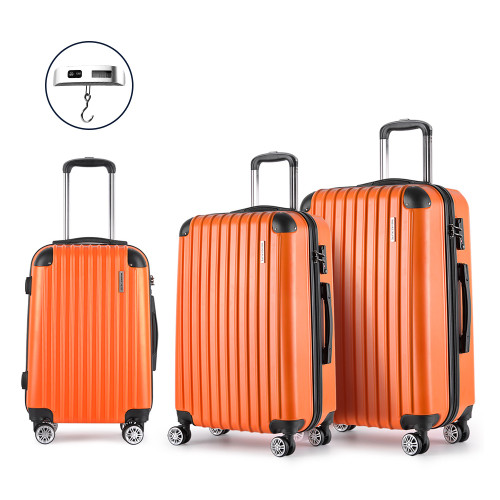 3 Piece Lightweight Hard Suit Case Luggage Orange