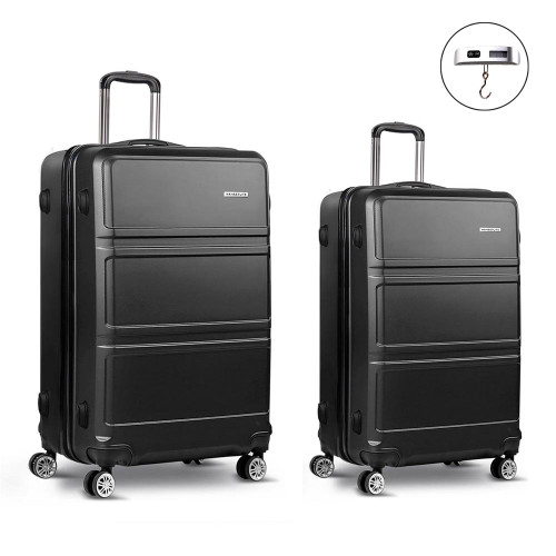 2 Piece Lightweight Hard Suit Case Luggage Black