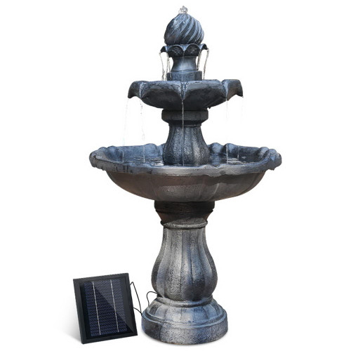 3 Tier Solar Powered Water Fountain - Black