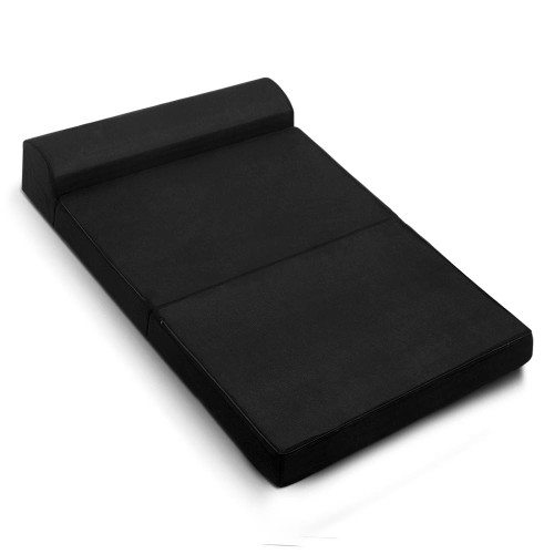 Folding Foam Mattress Portable Double Sofa Bed Mat Air Mesh Fabric Black