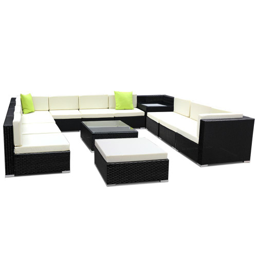 13PC Sofa Set with Storage Cover Outdoor Furniture Wicker