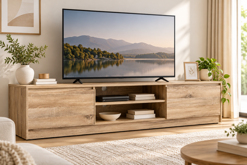 160cm Wooden TV Stand Entertainment Unit with Storage – Natural