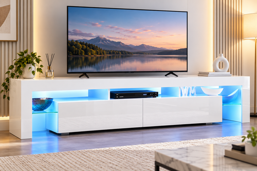 189cm High Gloss RGB LED TV Stand Entertainment Unit – White