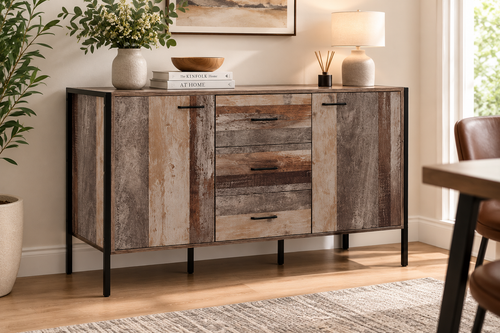 123cm Industrial Rustic Buffet Sideboard Storage Cabinet – Dark Grey