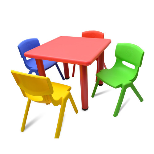 Kids Children Square Activity Table with 4 Chairs Red