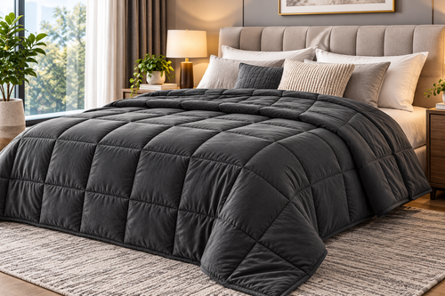 Giselle Bedding 7kg Weighted Blanket Dark Grey Microfibre Gravity Blanket 152x203cm