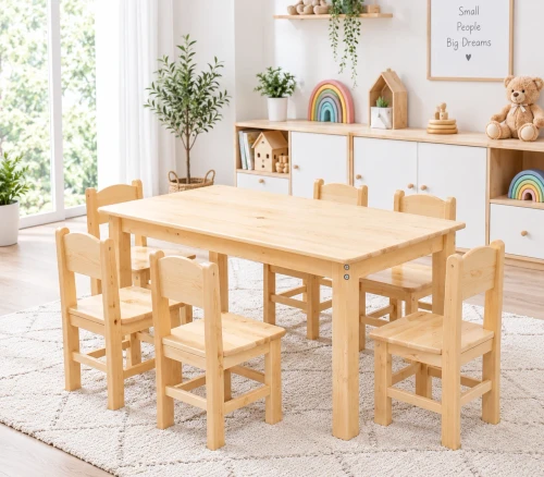 120cm Solid Pine Wood Kids Activity Table & Chairs Set – Wooden or Colourful Plastic Chairs