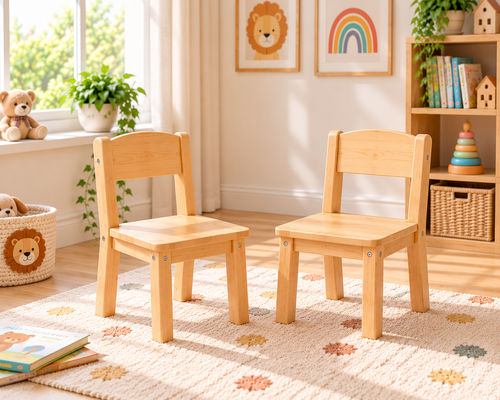 Solid Pine Wood Kids Chairs – Scandinavian Wooden Chairs 2/4/6 Pack Natural