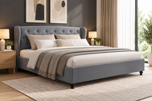 Pier Bed Frame Fabric - Grey Queen