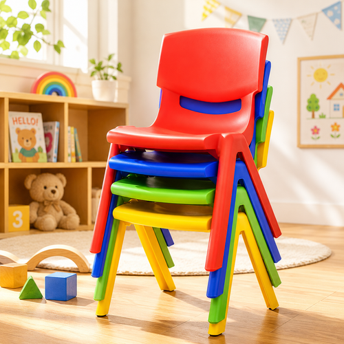 10x Colorful Stackable Kids Plastic Chairs Set Lightweight Preschool Classroom Chairs for Toddlers and Children