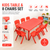 120x60cm Kids Table and 6 Chairs Set for Playroom Classroom Preschool Childcare Learning Activity Furniture Red