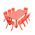 120x60cm Kids Table and 6 Chairs Set for Playroom Classroom Preschool Childcare Learning Activity Furniture Red