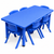 120x60cm Kids Blue Plastic Table and 6 Blue Chairs Set for Classroom Playroom Preschool Childcare and Home Learning