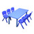 Kids Rectangle Blue Activity Table with 6 Blue Chairs Set