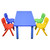 Kids Rectangle Blue Activity Table with 4 Mixed Coloured Chairs Set