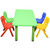 Kids Rectangle Green  Activity Table with 4 Mixed Coloured Chairs Set