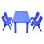 120x60cm Kids Blue Plastic Table and 4 Blue Chairs Set for Classroom Playroom Preschool Childcare and Home Learning