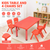 120x60cm Kids Table and 4 Chairs Set for Playroom Classroom Preschool Childcare Learning Activity Furniture Red