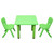 60x60cm Green Kids Plastic Activity Table and 2 Green Chairs Set for Toddlers Preschool Playroom Classroom Furniture