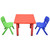 Kids Children Square Red Activity Table with 2 Mixed Chairs (Green & Blue)