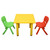 60x60cm Yellow Kids Plastic Activity Table and 2 Chairs Set for Toddlers Preschool Playroom Classroom Furniture