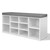 Fabric Shoe Bench with Storage Cubes - White