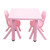 60x60cm Pink Kids Table and 2 Pink Chairs Set Plastic Activity Study Play Furniture for Toddlers Preschool Children