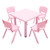 Kids Children Square Pink Activity Table with 4 Pink Chairs