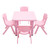 60x60cm Pink Kids Table and 4 Pink Chairs Set Plastic Activity Study Play Furniture for Toddlers Preschool Children