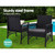 Outdoor Furniture Dining Chairs Rattan Garden Patio Cushion Black 3PCS Tea Coffee Cafe Bar Set