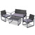 4PC Outdoor Furniture Patio Table Chair Black