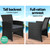 Set of 4 Outdoor Rattan Chairs & Table - Black