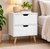 50cm White Scandinavian Bedside Table with 2 Drawers