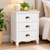 62.5cm Vintage White 3-Drawer Bedside Table Storage Cabinet
