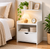 75cm White Bedside Table with Display Shelves & Storage Drawer
