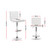 2x Leather Bar Stools ARNE Swivel Bar Stool Kitchen Chairs White Gas Lift White