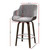 1x Kitchen Bar Stools Wooden Bar Stool Chairs Swivel Velvet Fabric Grey