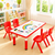 120x60cm Red Kids Adjustable Whiteboard Activity Table and 4 Red Stackable Chair Set for Drawing Learning and Play