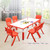 120x60cm Kids Red  Whiteboard Drawing Table & 6 Red Chairs