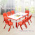 120x60cm Kids Red  Whiteboard Drawing Table & 8 Red Chairs