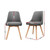 2x Replica Dining Chairs Beech Wooden Timber Chair Kitchen Fabric Grey