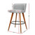 2x Wooden Bar Stools Modern Bar Stool Kitchen Fabric Light Grey