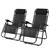 Zero Gravity Chairs 2PC Reclining Outdoor Furniture Sun Lounge Folding Camping Lounger Black