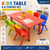 Kids Rectangle Red Activity Table with 6 Mixed Coloured Chairs Set
