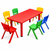 Kids Rectangle Red Activity Table with 6 Mixed Coloured Chairs Set