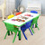 120x60cm Green Kids Adjustable Whiteboard Activity Table and 6 Stackable Chair Set for Drawing Learning and Play